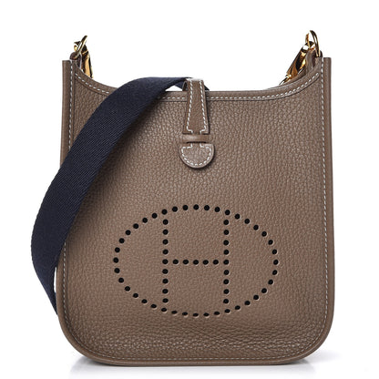 Hermes Taurillon Clemence Amazone Evelyne TPM Etoupe Bleu Indigo 1 of 8