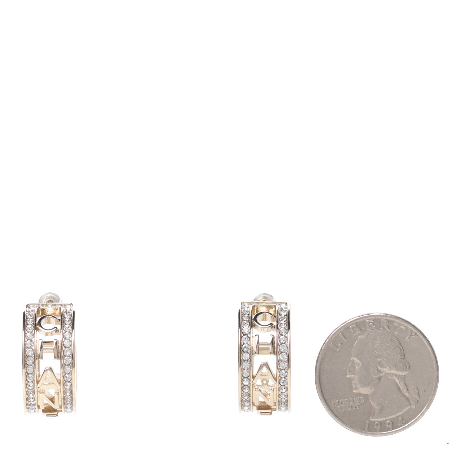 Chanel Metal Crystal Bow-tiful CC Hoop Earrings Gold 2 of 5