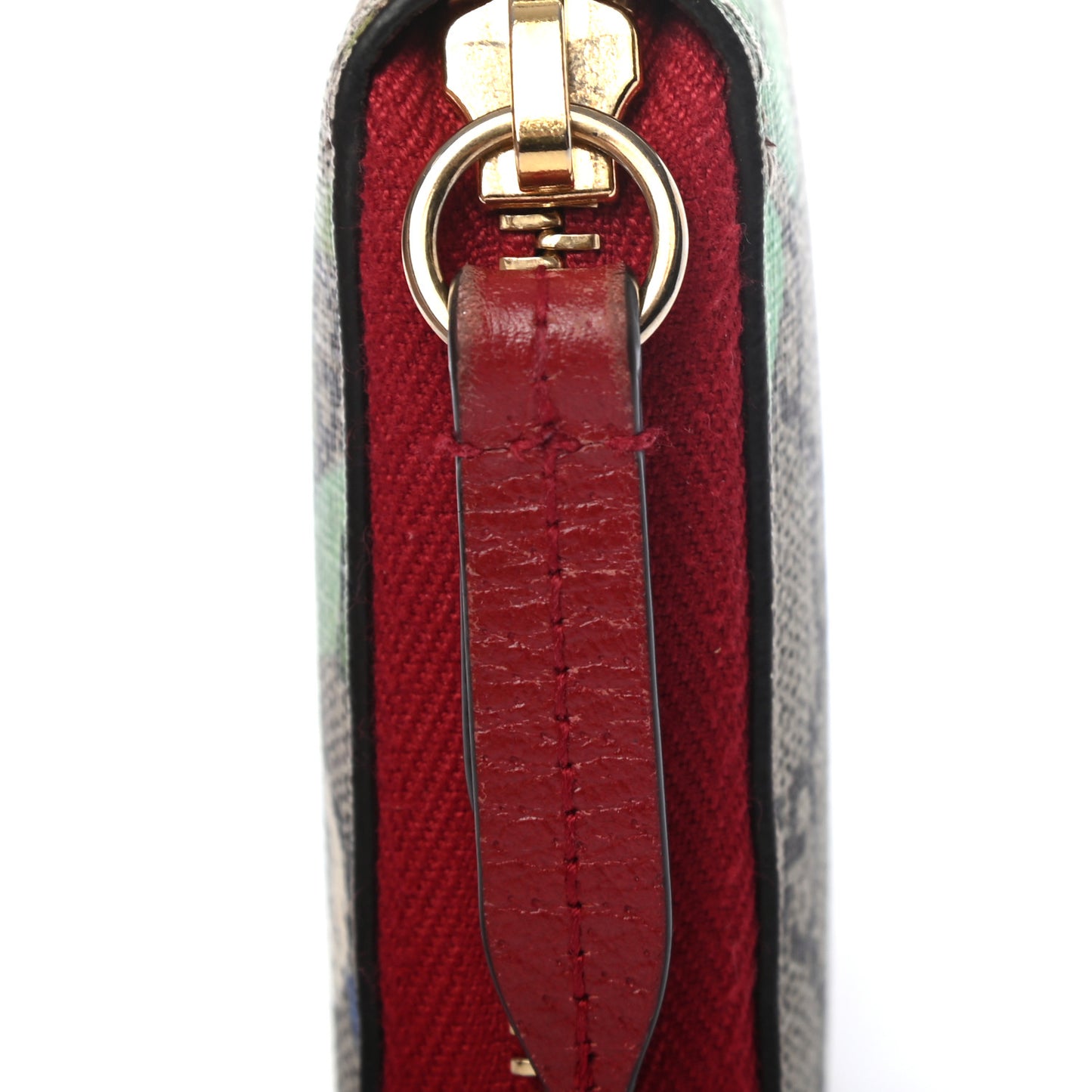 GG Supreme Monogram Tian Zip Around Wallet Beige Multicolor Red