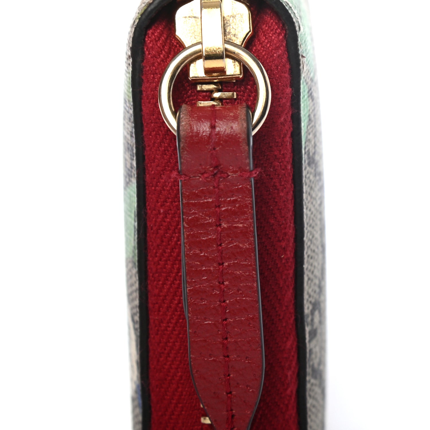 Gucci GG Supreme Monogram Tian Zip Around Wallet Beige Multicolor Red 8 of 10