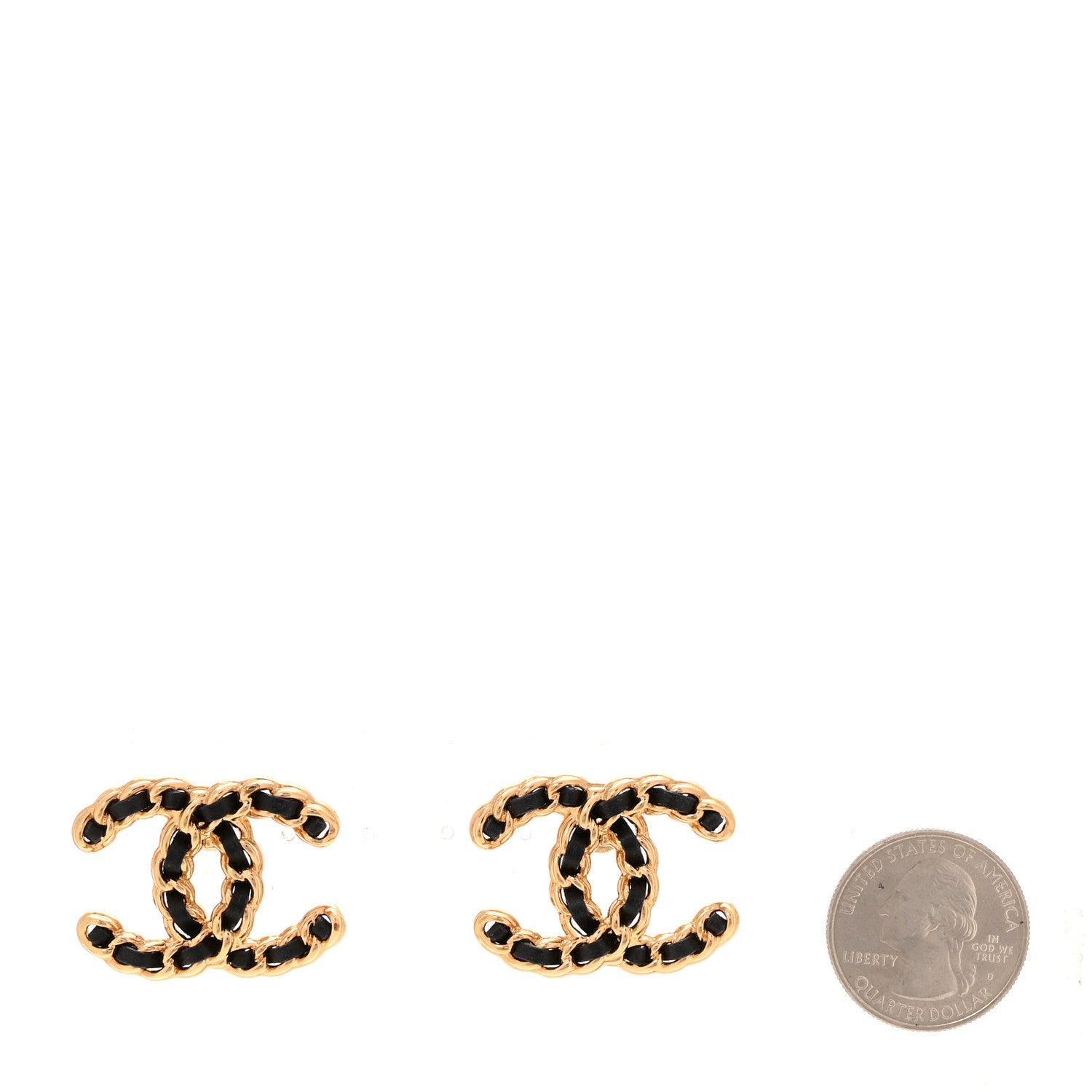 Chanel Lambskin CC Chain Earrings Black Gold 2 of 5