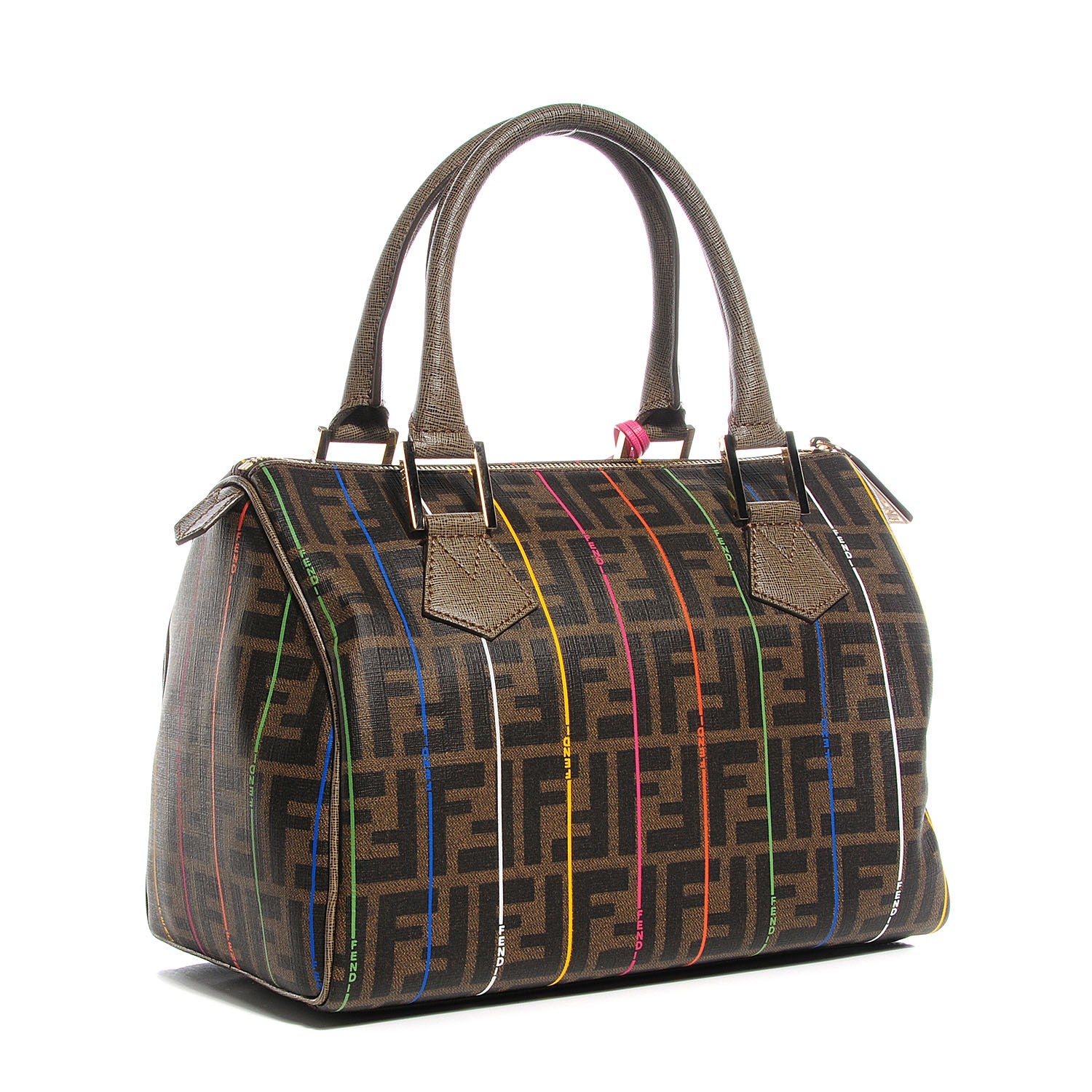 Fendi Zucca Spalmati Striped Boston Tobacco Multicolor 3 of 11