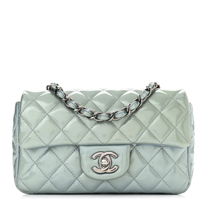 Chanel Patent Calfskin Quilted Mini Rectangular Flap Light Blue 1 of 10