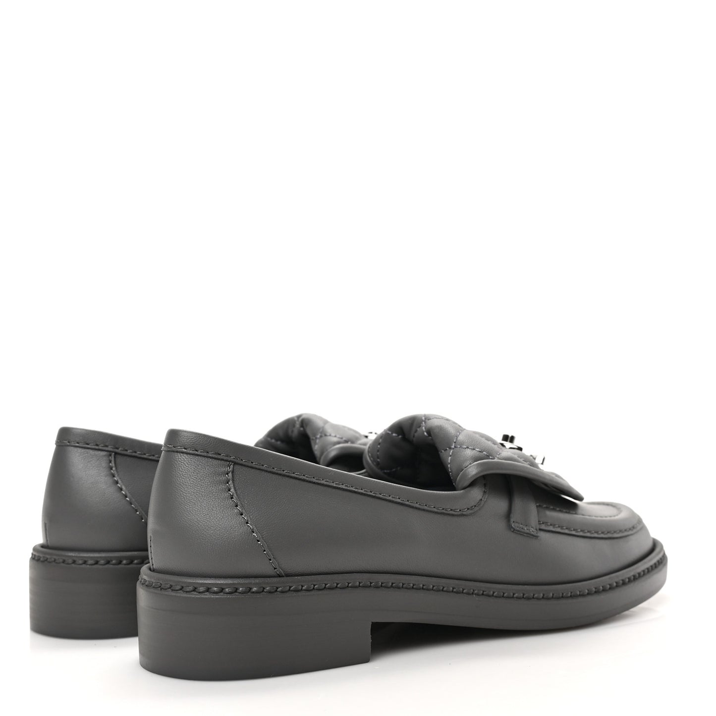 Lambskin Quilted CC Turnlock Loafers 37 Grey