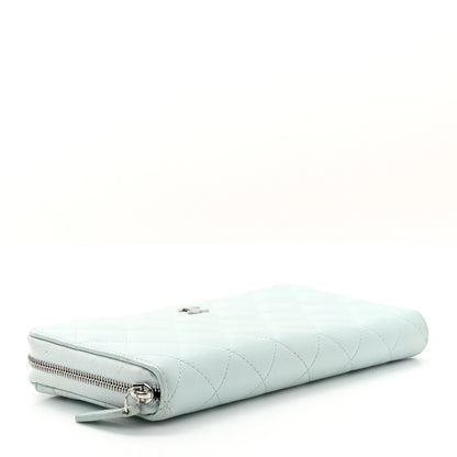 Chanel Caviar Quilted Large Gusset Zip Around Wallet Light Blue 4 of 9