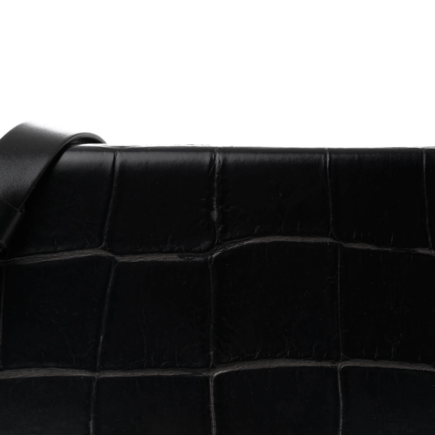 Alexander McQueen Crocodile Embossed Calfskin Four Ring Knuckle Crossbody Bag Black 7 of 10