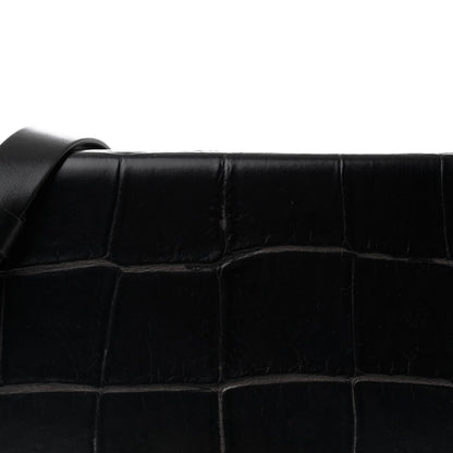 Alexander McQueen Crocodile Embossed Calfskin Four Ring Knuckle Crossbody Bag Black 7 of 10