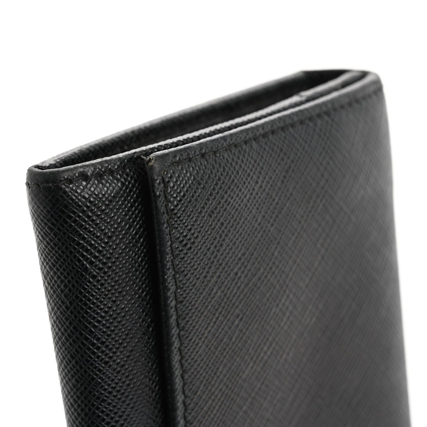 Saffiano Triangle Logo Continental Flap Travel Wallet Black