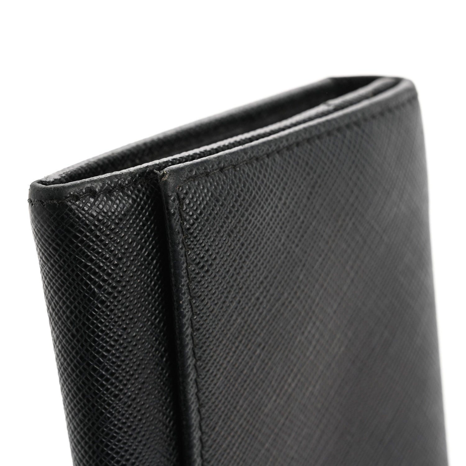 Prada Saffiano Triangle Logo Continental Flap Travel Wallet Black 9 of 16