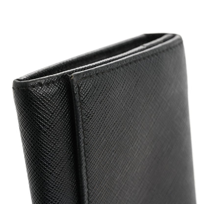 Prada Saffiano Triangle Logo Continental Flap Travel Wallet Black 9 of 16