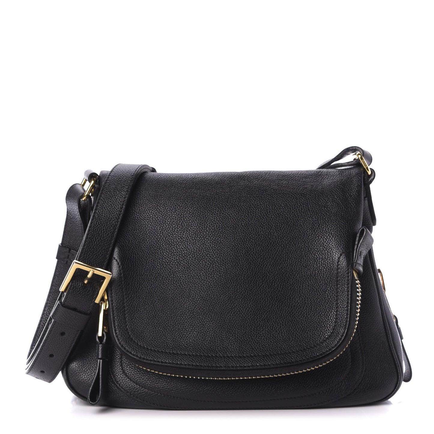 Grained Calfskin Medium Jennifer Crossbody Bag Black