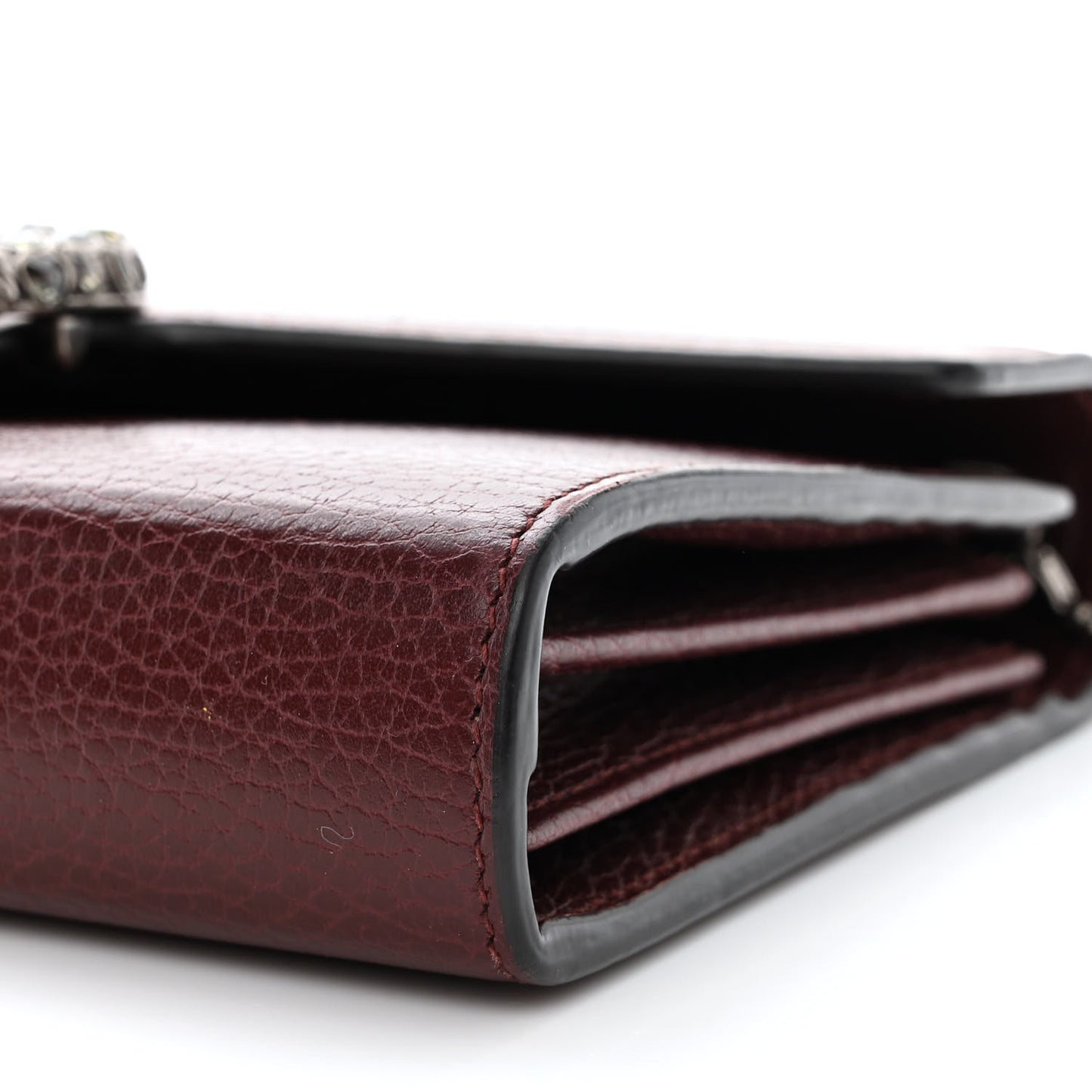 Dollar Calfskin Crystal Mini Dionysus Chain Wallet Vintage Bordeaux