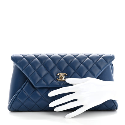 Chanel Lambskin Quilted Fold Up Again Clutch Blue 2 of 7