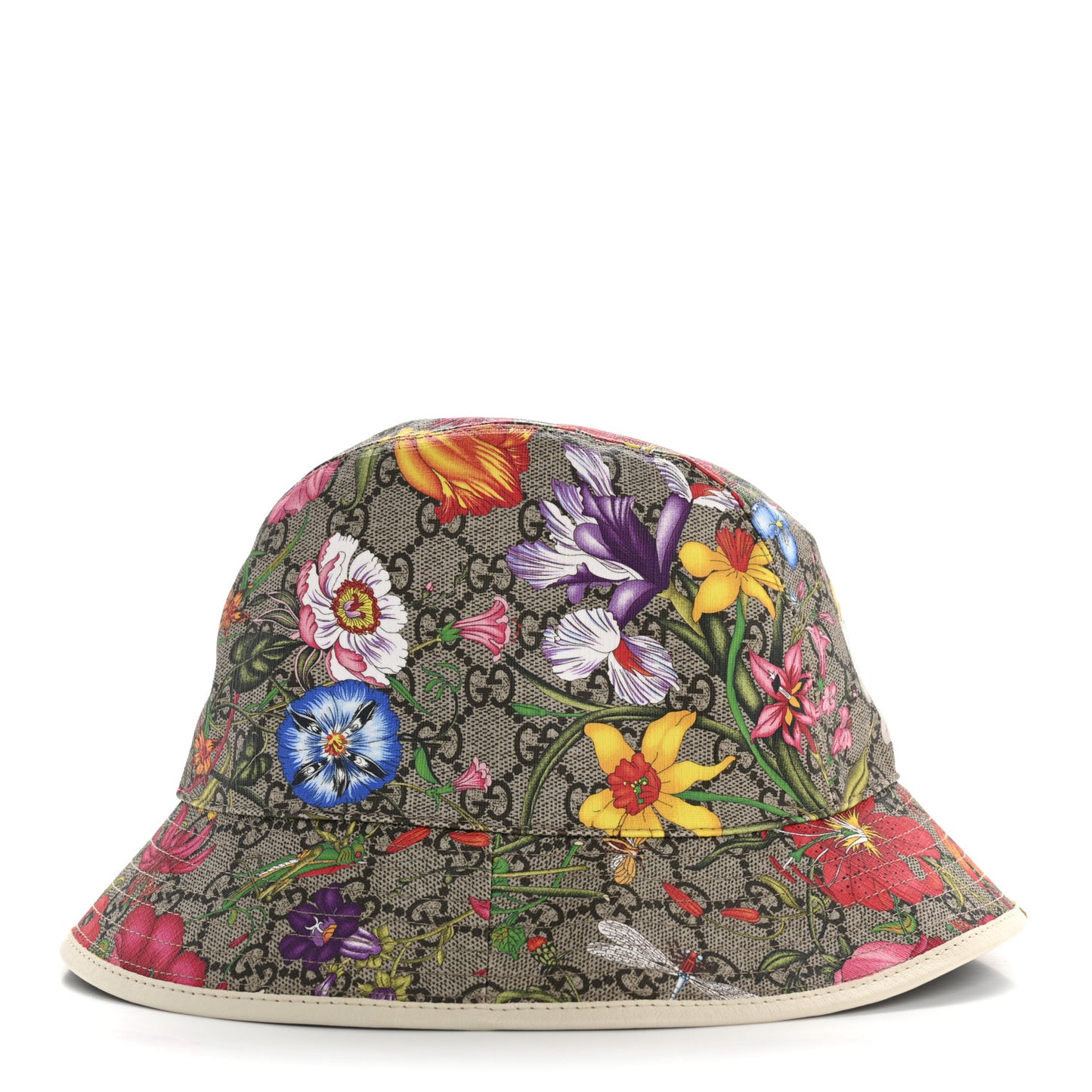 GG Supreme Monogram Flora Fedora Hat L White