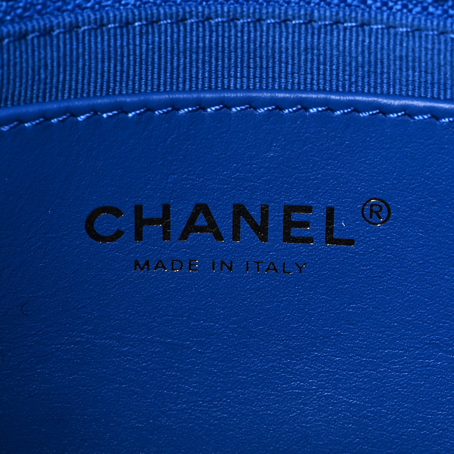 Caviar Quilted Mini Never Ending Chain Flap Blue