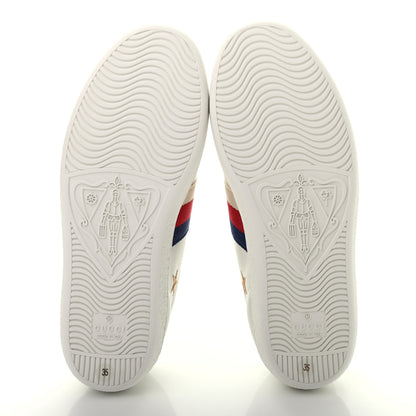 Gucci Calfskin Bee Star Embroidered Sylvie Web Ace Sneakers 35 White 5 of 8