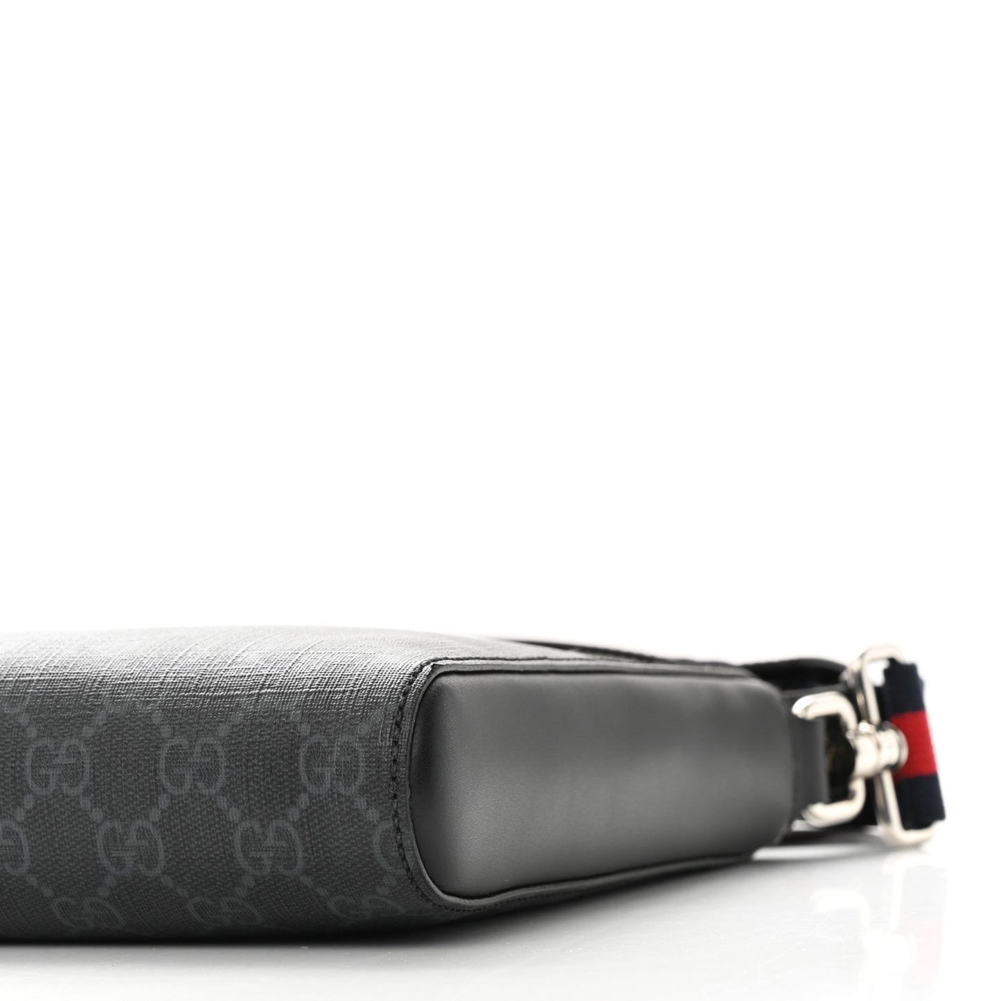 GG Supreme Monogram Web Small Flat Messenger Bag Black Grey