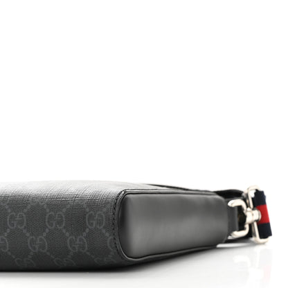 Gucci GG Supreme Monogram Web Small Flat Messenger Bag Black Grey 10 of 10