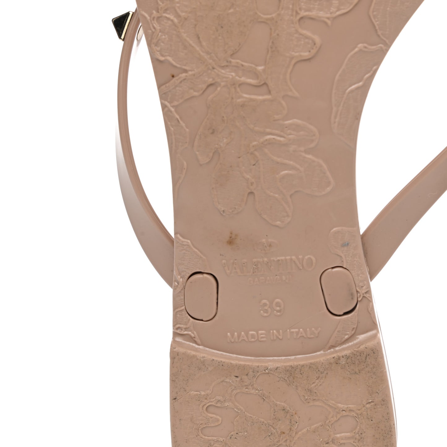 PVC Jelly Rockstud Bow Thong Sandals 39 Poudre