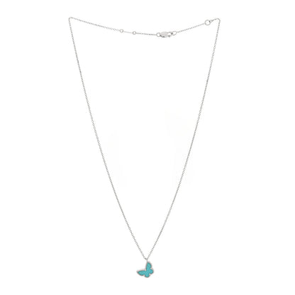 Van Cleef & Arpels 18K White Gold Turquoise Sweet Alhambra Butterfly Pendant Necklace 3 of 4