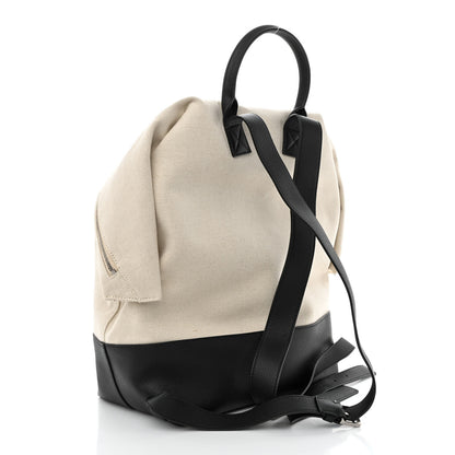 Bottega Veneta Canvas Calfskin Backpack Natural Black 3 of 9