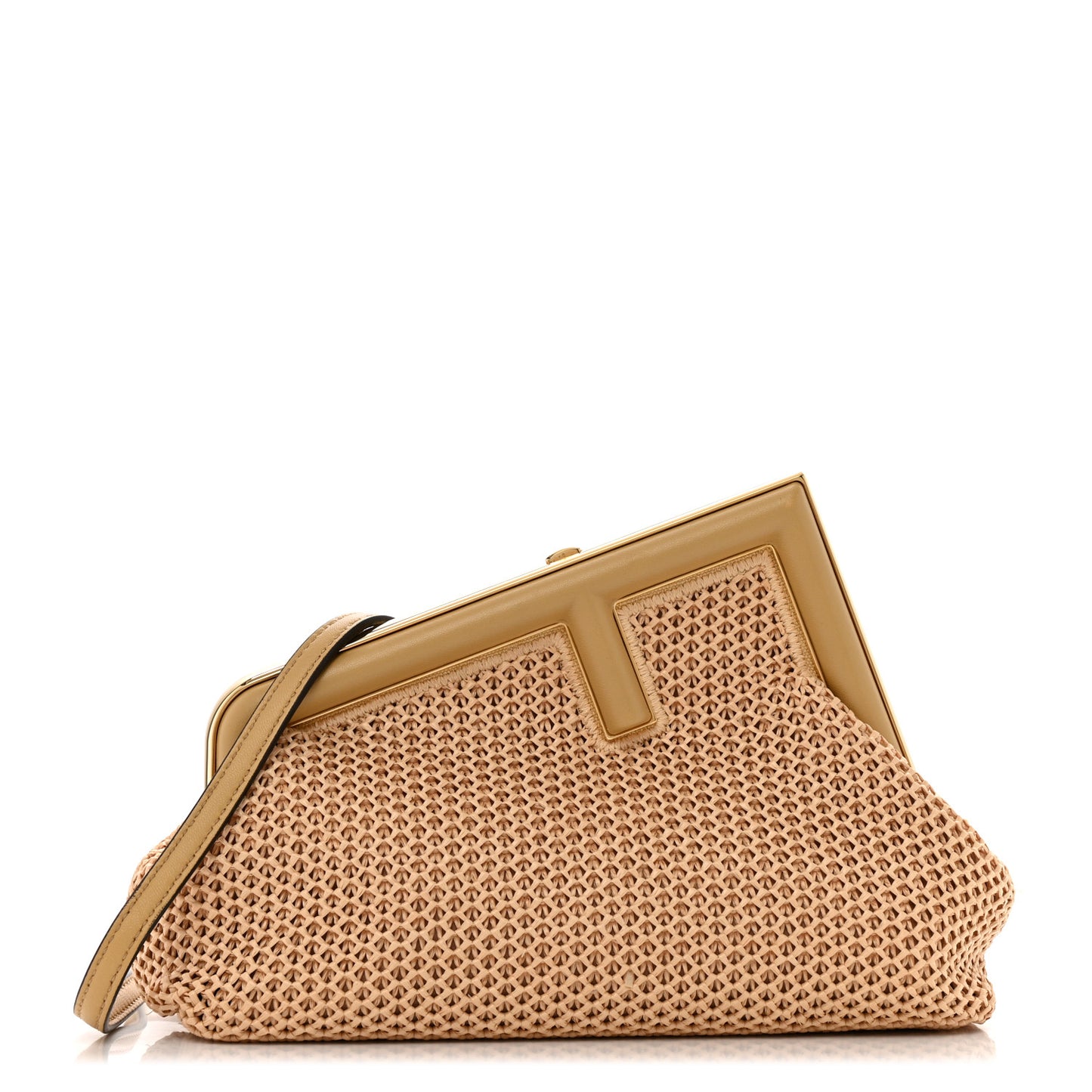 Raffia Nappa Macrame Small Fendi First Natural Sahara