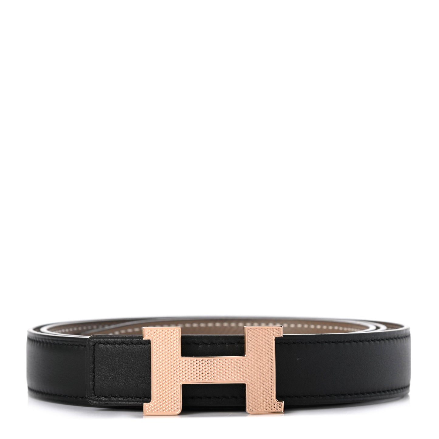 Swift Epsom 24mm Mini Constance Guilloche H Belt 95 Black Etoupe