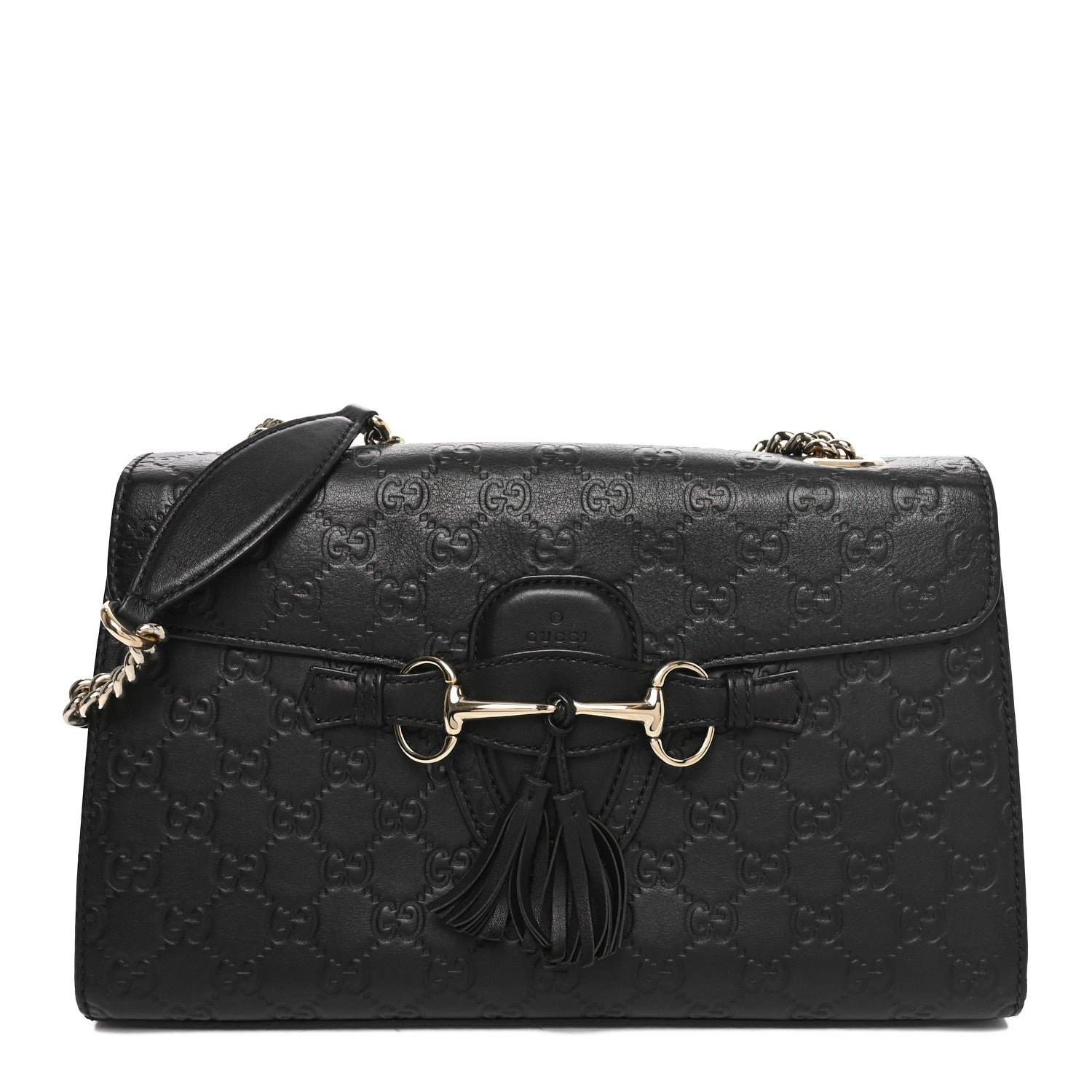 Gucci Guccissima Medium Emily Chain Shoulder Bag Black 1 of 11