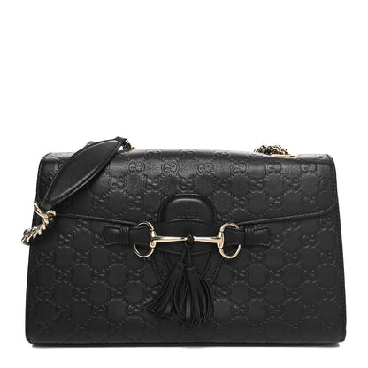 Gucci Guccissima Medium Emily Chain Shoulder Bag Black 1 of 11