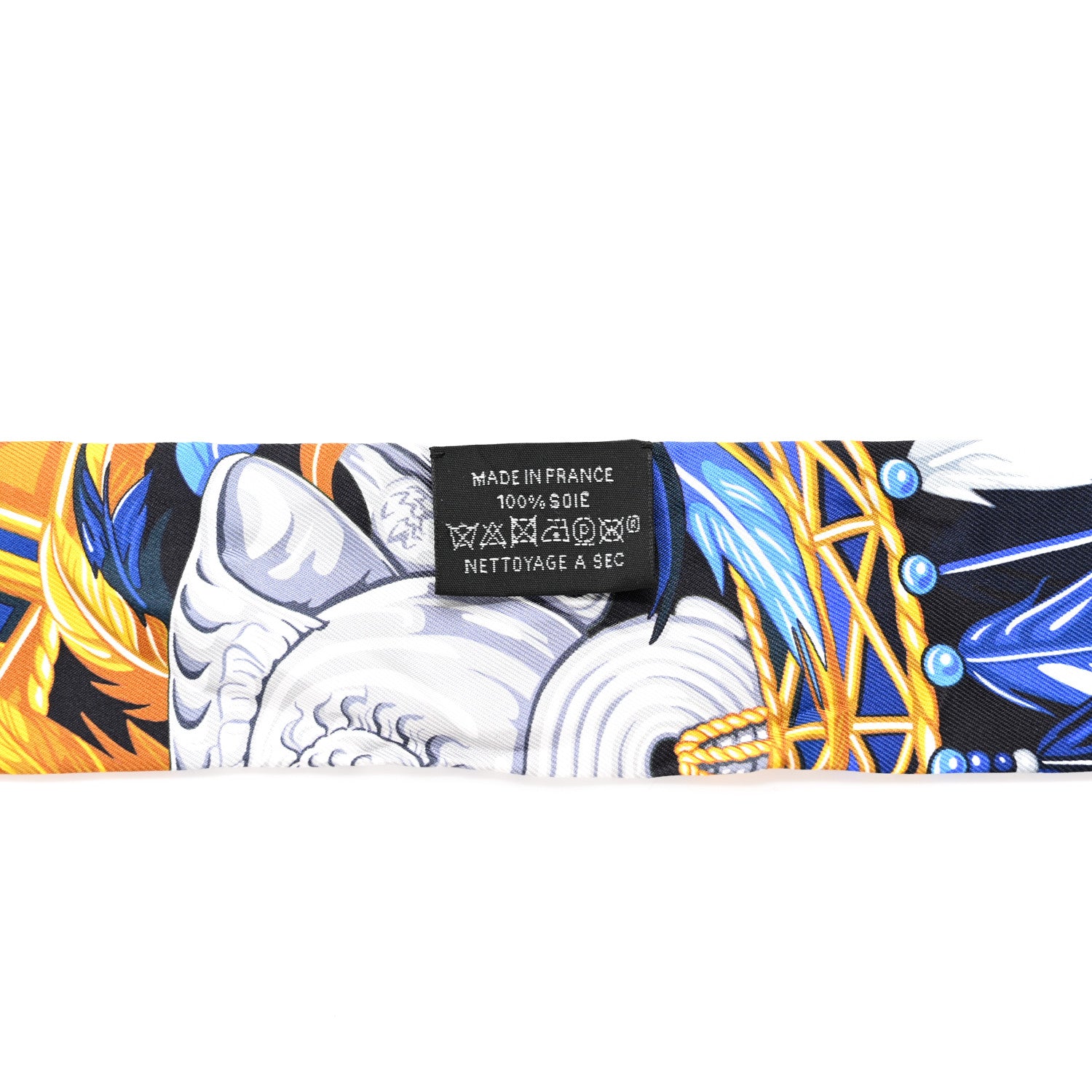 Hermes Silk La Danse Pacifique Twilly Bleu Nuit Jaune Vif 3 of 4
