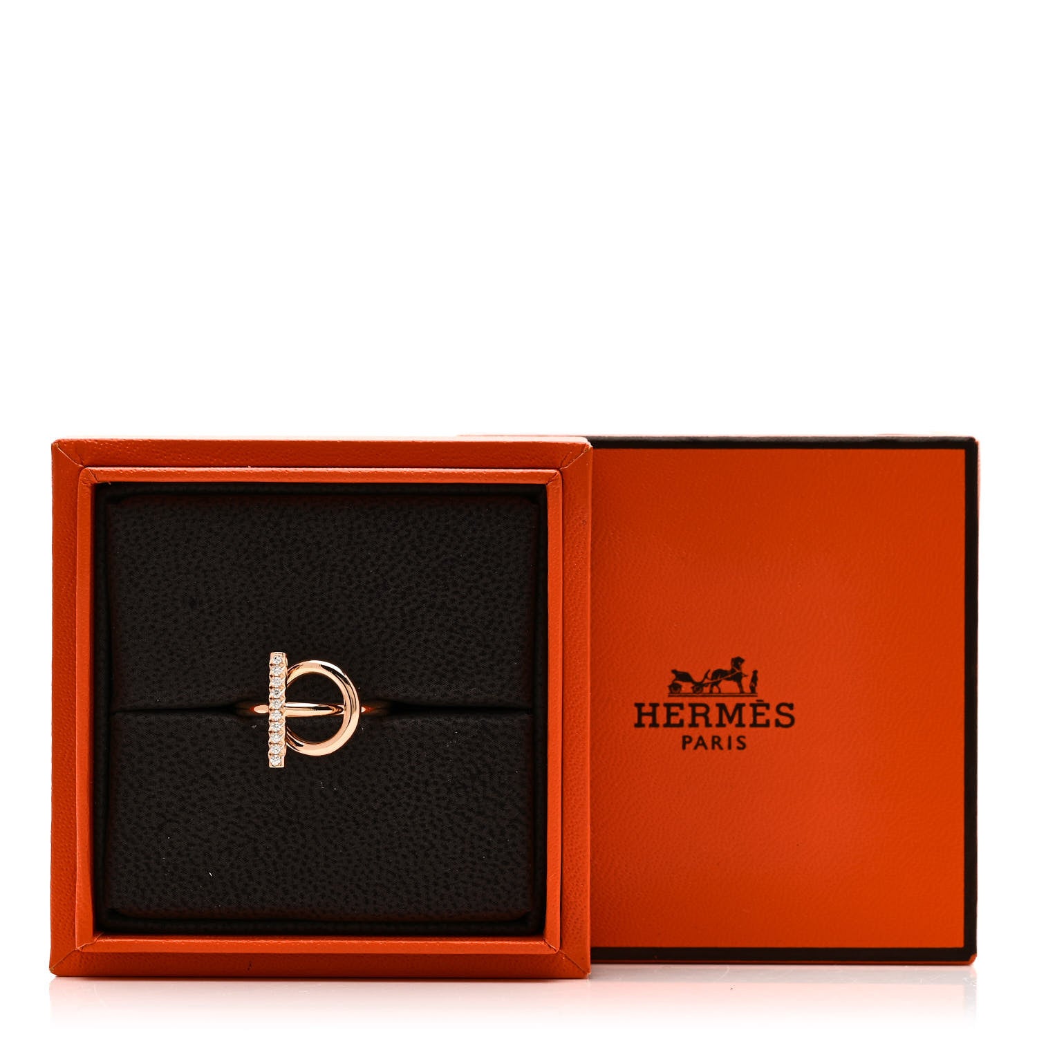 Hermes 18K Rose Gold Diamond PM Echappee Ring 53 6.25 5 of 5