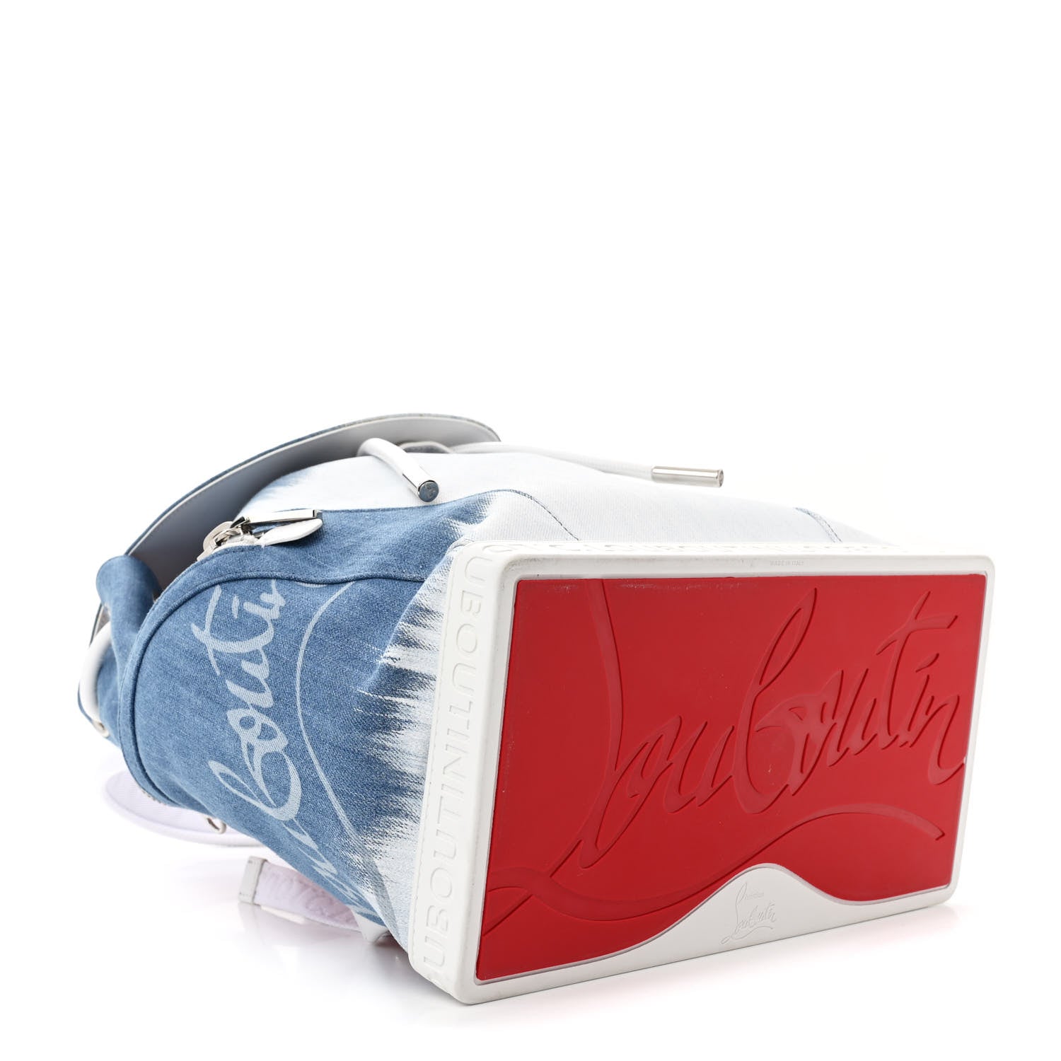 Christian Louboutin Faded Denim Explorafunk Backpack Blue White Multicolor 5 of 11