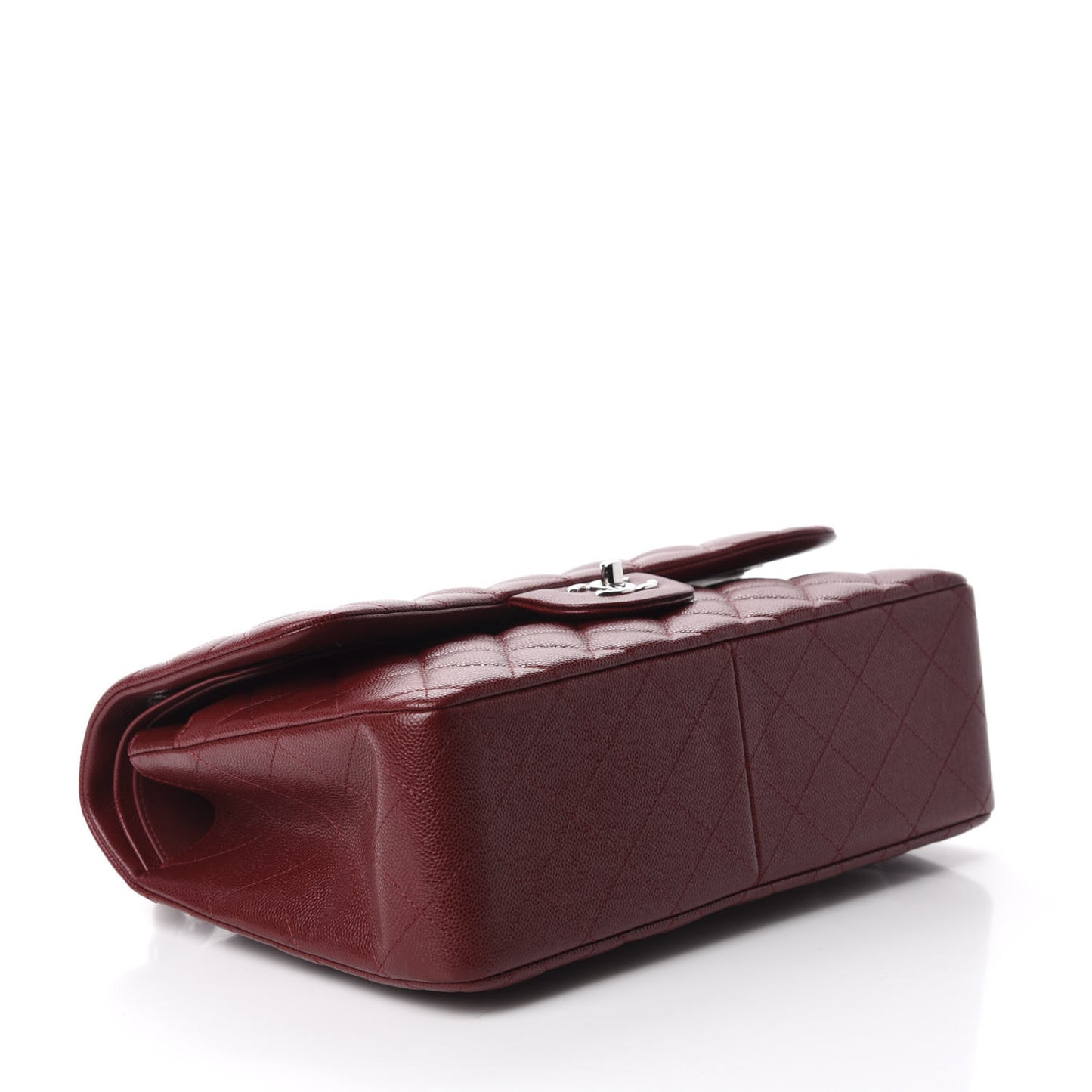 Caviar Quilted Jumbo Double Flap Dark Red