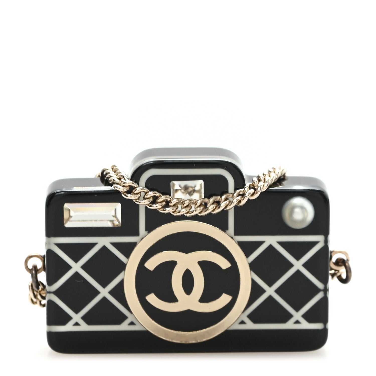 Chanel Resin Camera CC Brooch Gold Black 1 of 4