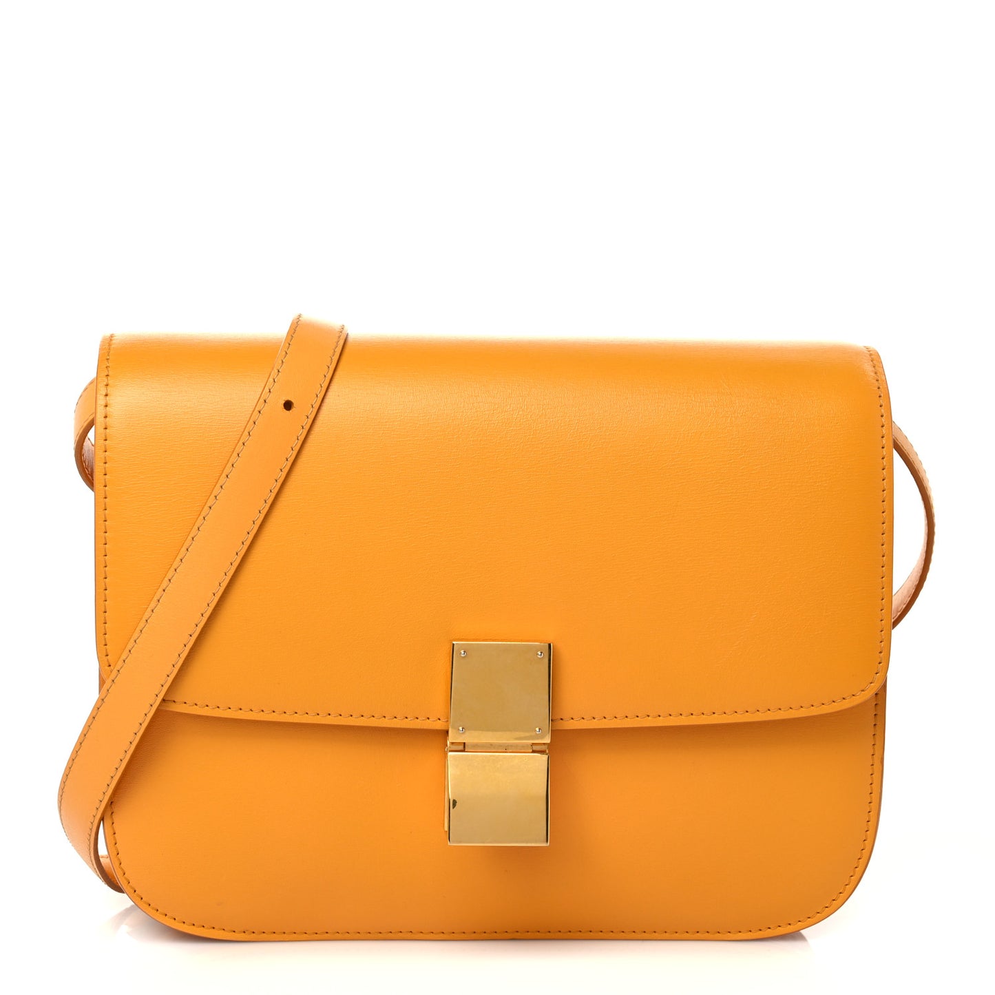 Box Calfskin Medium Classic Box Flap Bag Orange