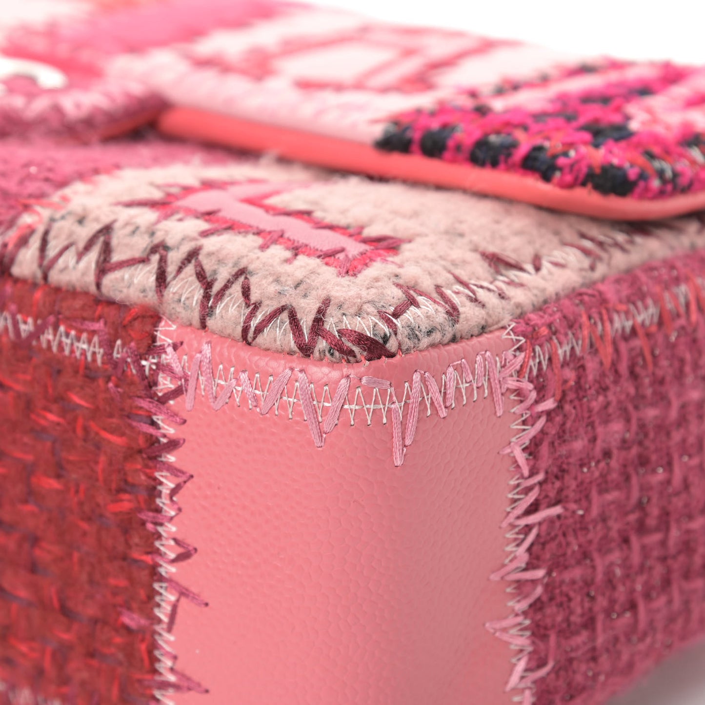 Tweed Patchwork Jumbo Single Flap Pink