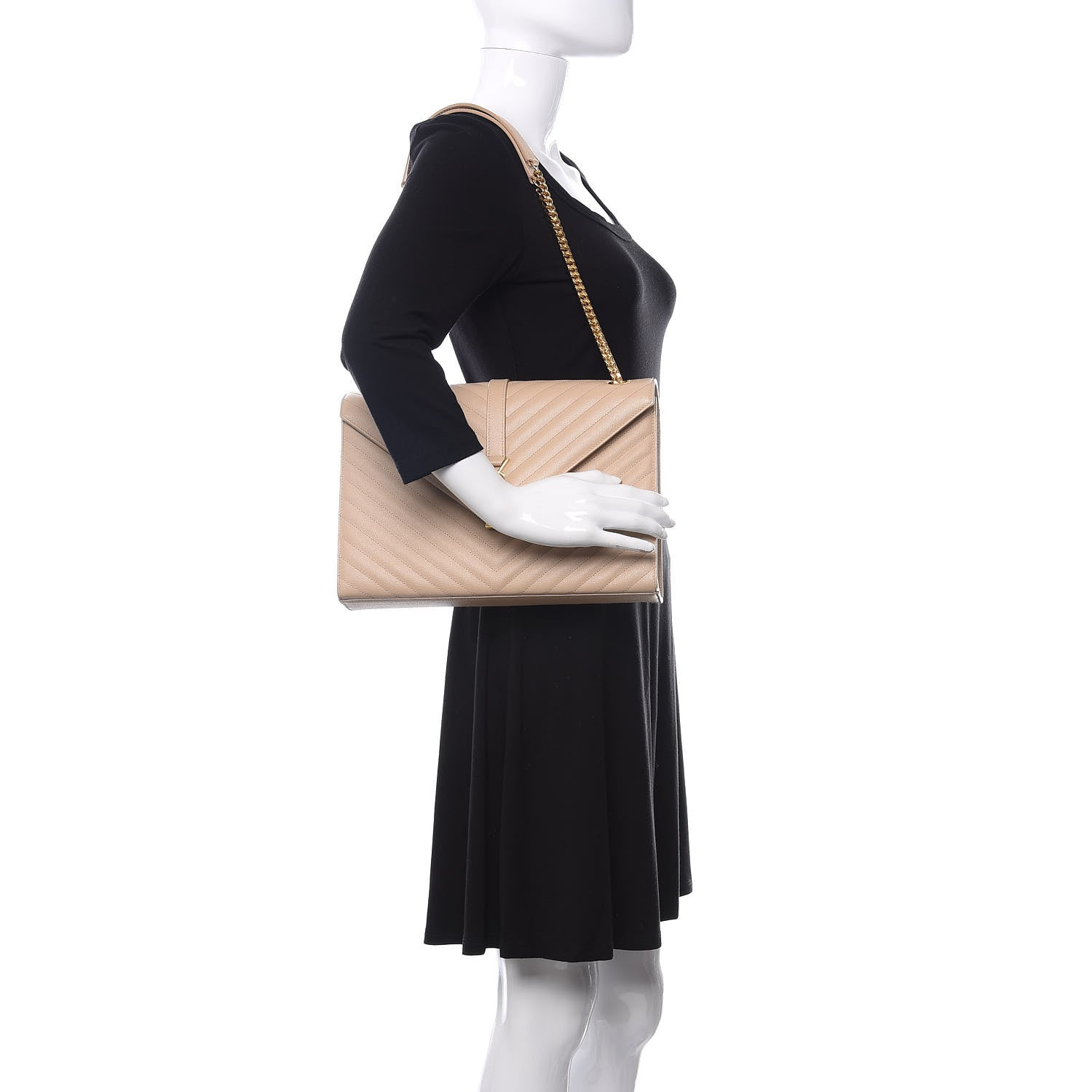 Saint Laurent Grain De Poudre Matelasse Chevron Large Monogram Satchel Nude Powder 2 of 11