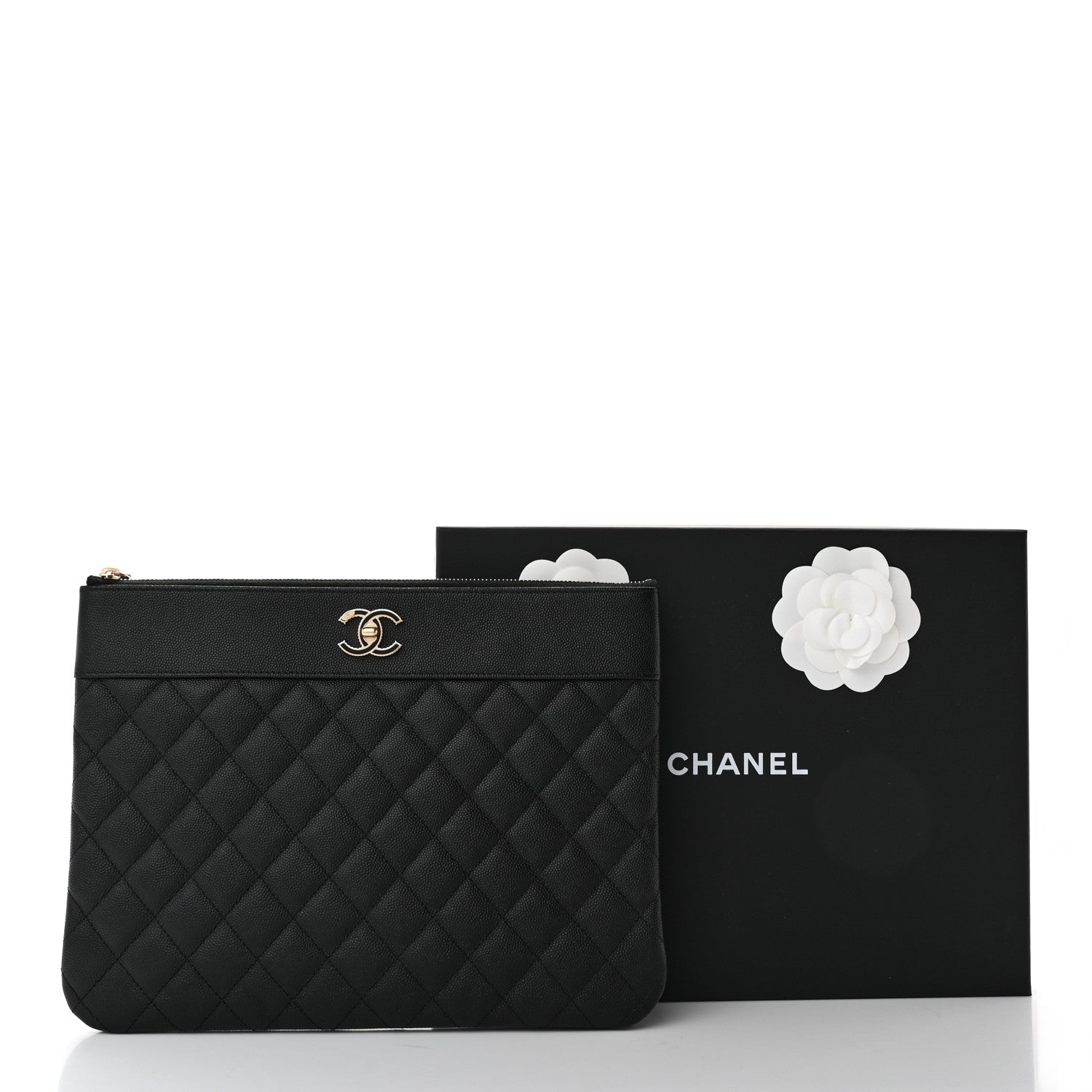 Chanel Caviar Quilted Mademoiselle Vintage Large Zip Pouch Black 11 of 11