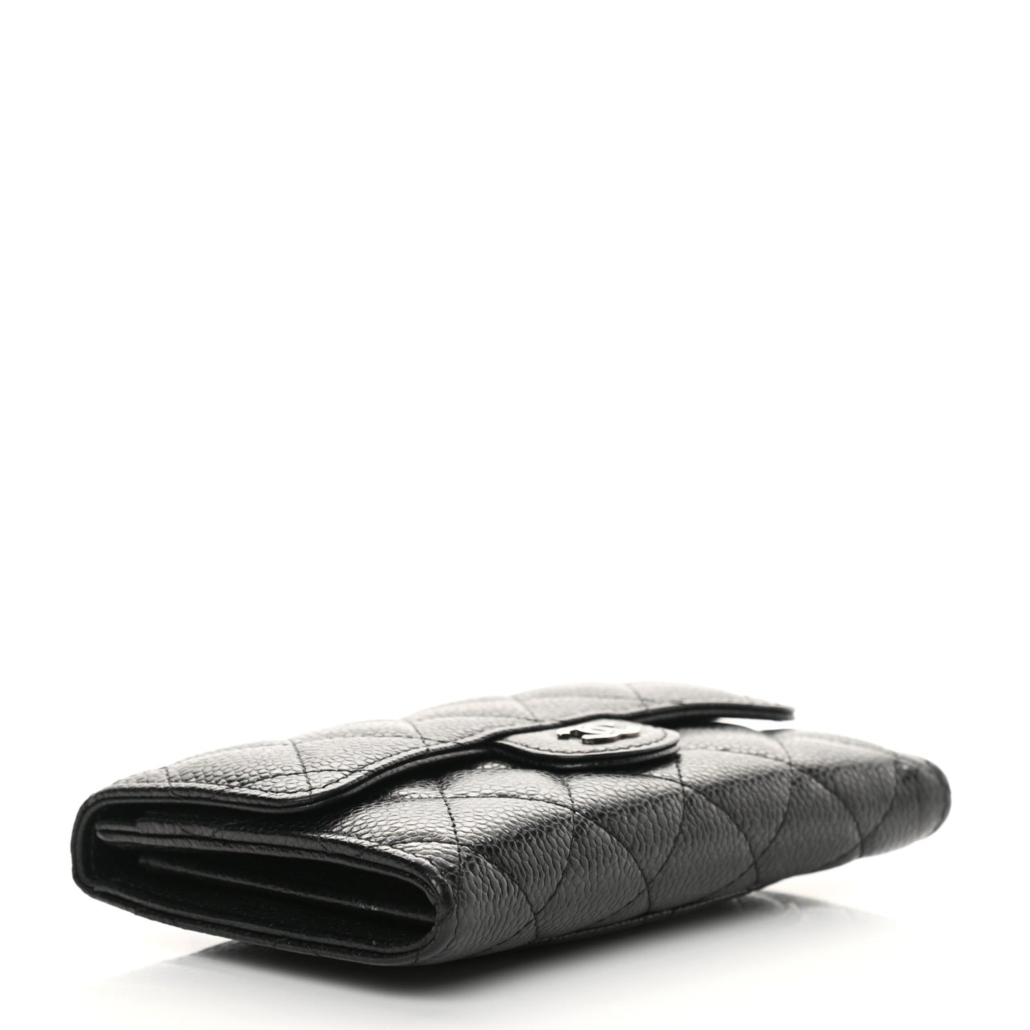 Caviar Quilted Small Flap Wallet Black