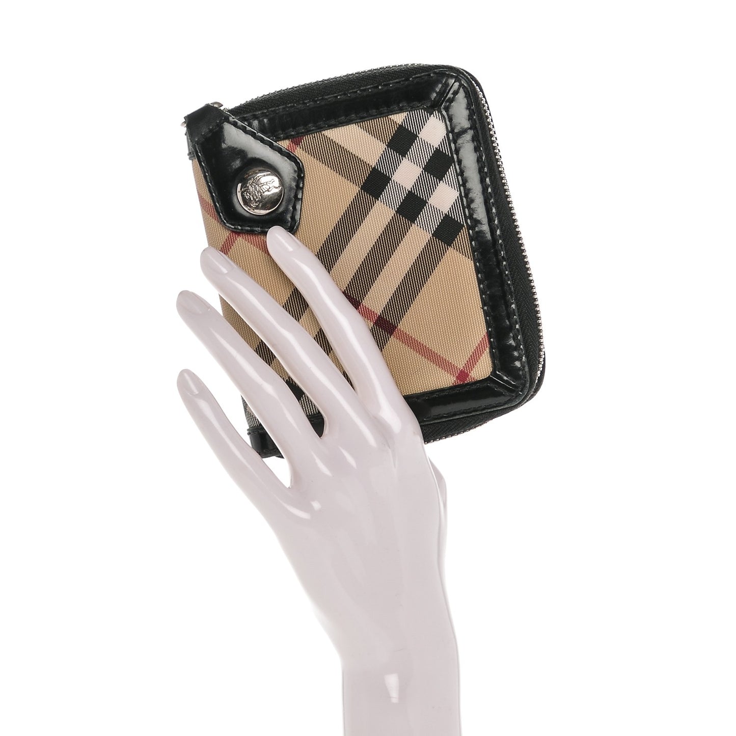 Supernova Check Compact Zip Around Wallet Black