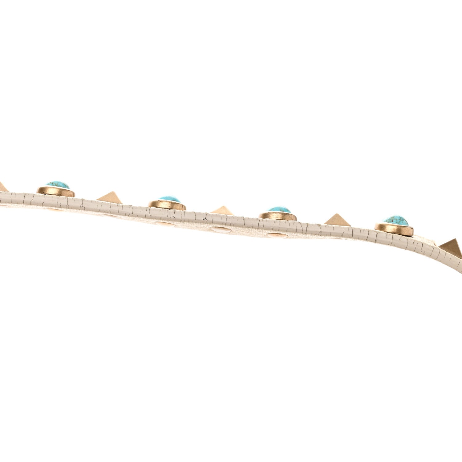 Valentino Garavani Grained Calfskin Turquoise Small Rockstud Rolling Tote Light Ivory 15 of 16