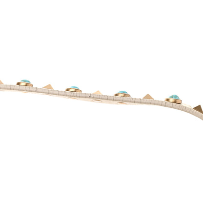 Valentino Garavani Grained Calfskin Turquoise Small Rockstud Rolling Tote Light Ivory 15 of 16