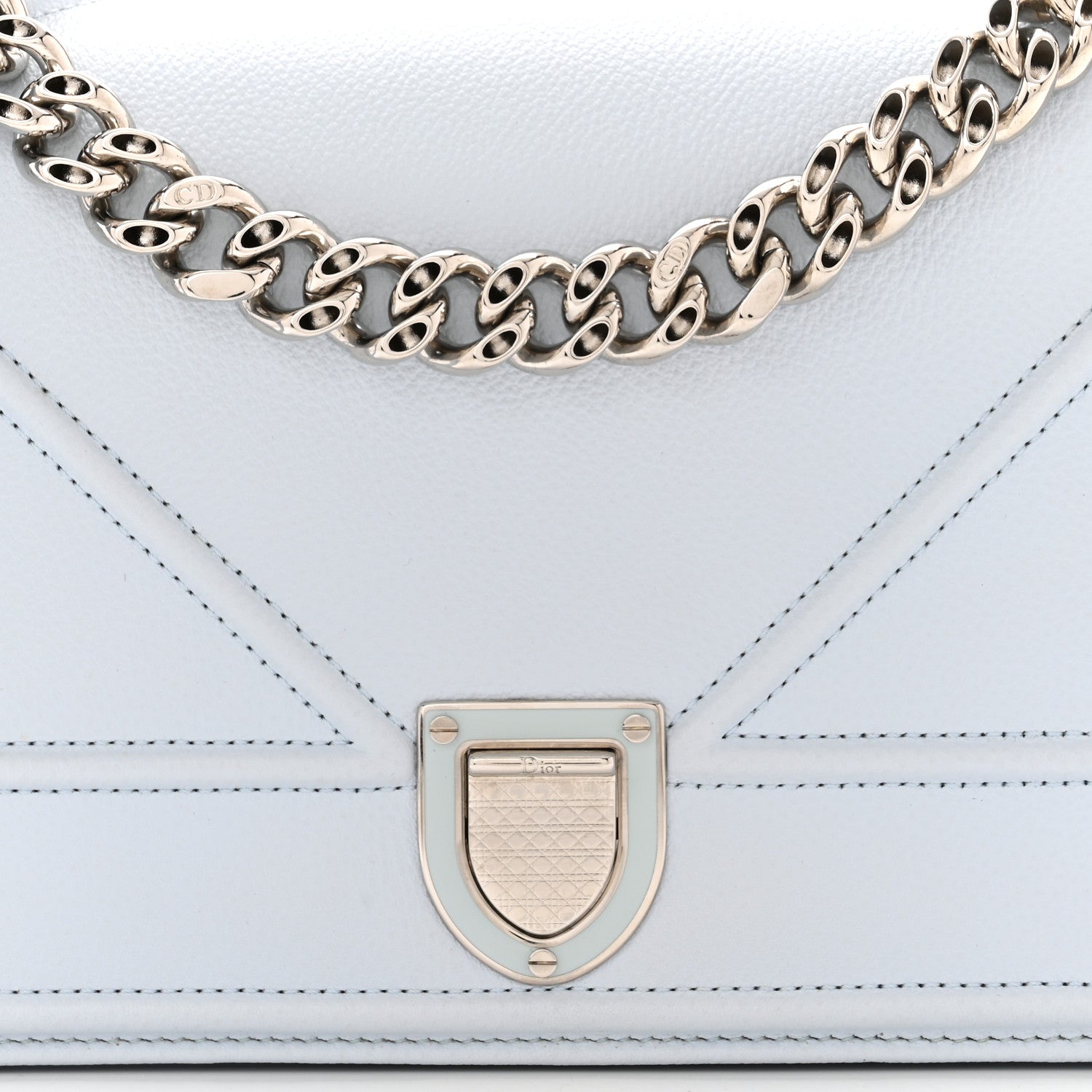 Christian Dior Grained Calfskin Small Diorama Flap Bag Sky Light 8 of 10