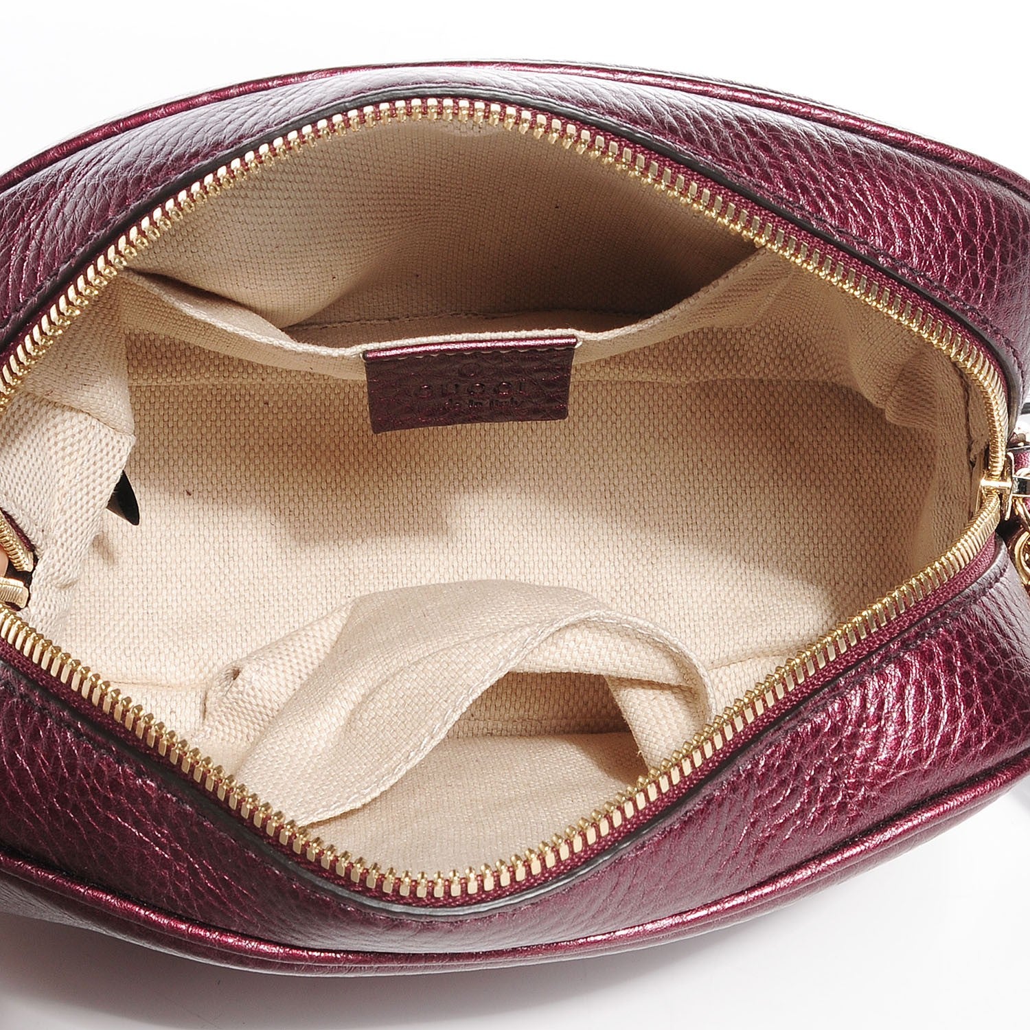 Gucci Metallic Pebbled Calfskin Small Soho Disco Bag Burgundy 9 of 9