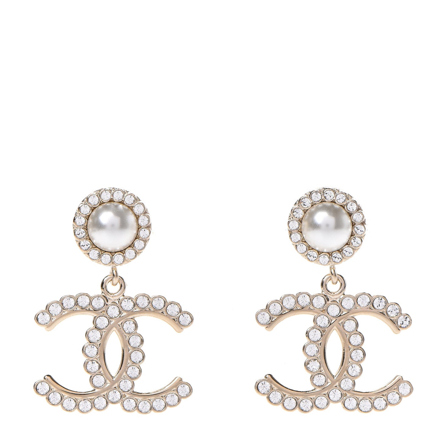Crystal Pearl Bow-tiful CC Drop Earrings Gold