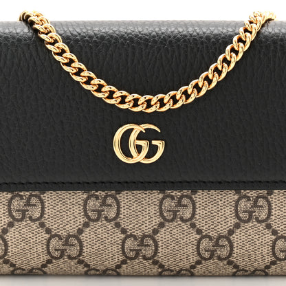 Gucci Dollar Calfskin GG Supreme Monogram Petite GG Marmont Wallet Chain Bag Black Beige Ebony 15 of 21