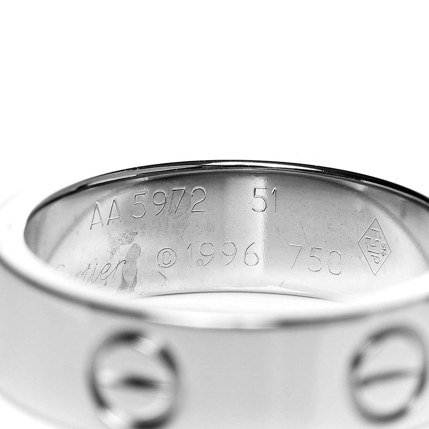 18K White Gold 5.5mm LOVE Ring 51 5.75