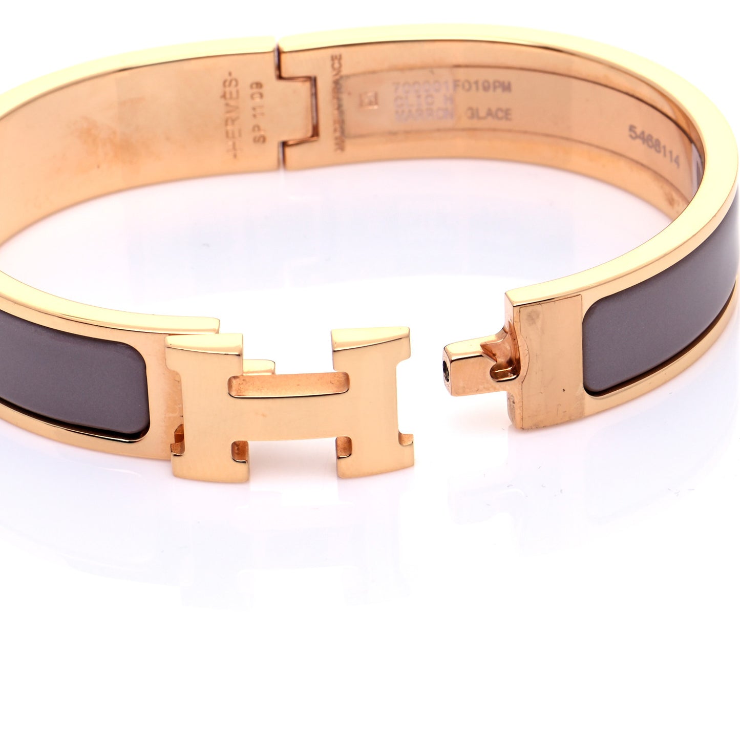 Enamel Narrow Clic Clac H Bracelet PM Marron Glace