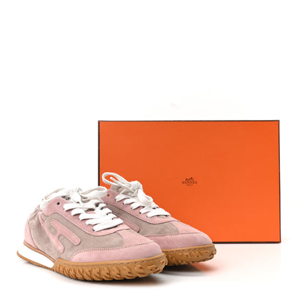 Hermes Suede Goatskin Jet Sneakers 37.5 Rose Cancan Rose Aquarelle 10 of 10