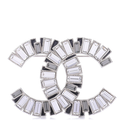 Chanel Crystal Baguette CC Brooch Silver Black 1 of 4